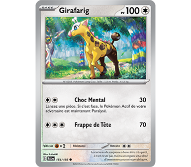 Girafarig Pv 100 154/193 - Carte Commune Reverse - Écarlate et Violet Évolution à Paldea