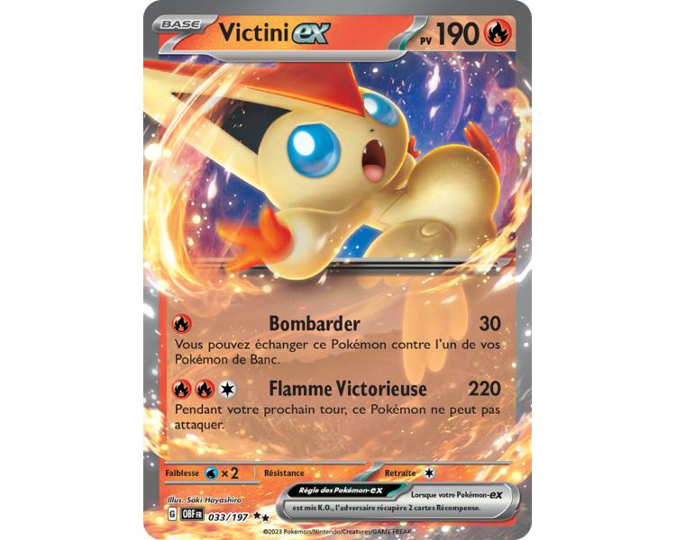 Victini-ex Pv 190 033/197 - Carte Double Rare - Écarlate et Violet Flammes Obsidiennes