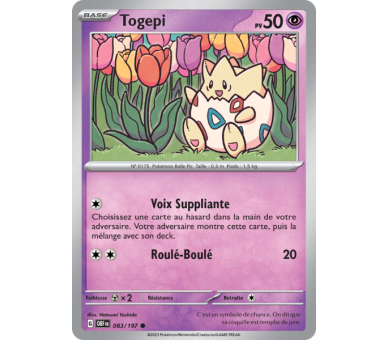 Togepi Pv 50 083/197 - Carte Commune Reverse - Écarlate et Violet Flammes Obsidiennes