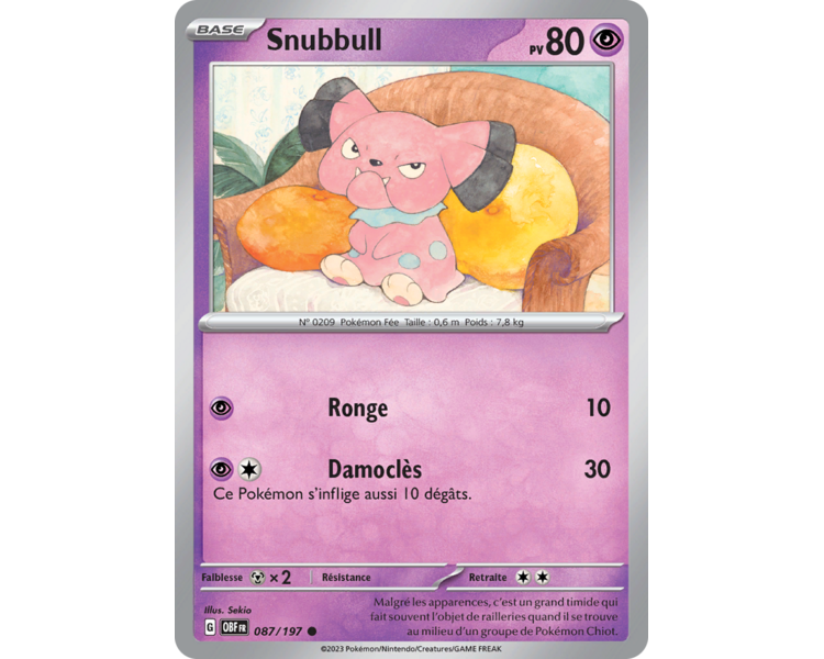 Snubbull Pv 80 087/197 - Carte Commune Reverse - Écarlate et Violet Flammes Obsidiennes