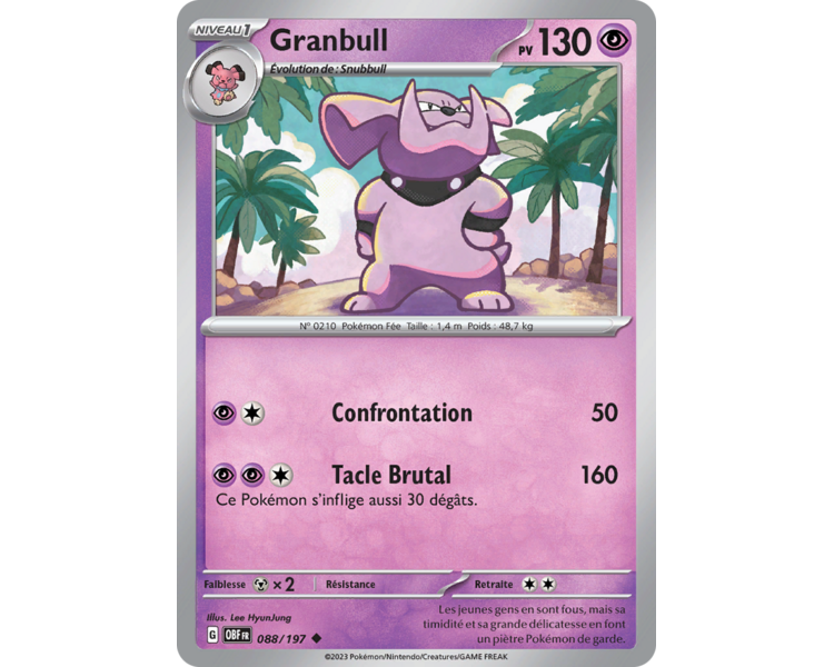 Granbull Pv 130 088/197 - Carte Peu Commune - Écarlate et Violet Flammes Obsidiennes