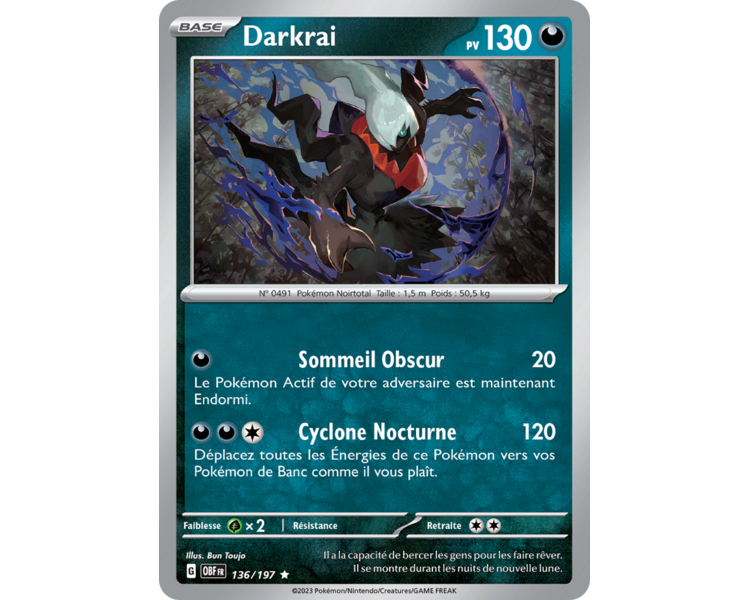 Darkrai Pv 130 136/197 - Carte Rare Holographique - Écarlate et Violet Flammes Obsidiennes