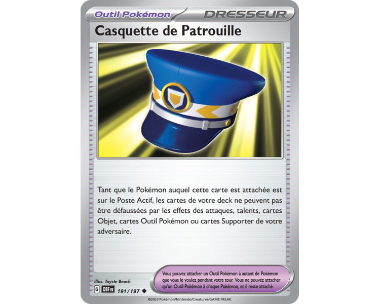 Objet Casquette de Patrouille Reverse 191/197 - Carte Peu Commune - Écarlate et Violet Flammes Obsidiennes