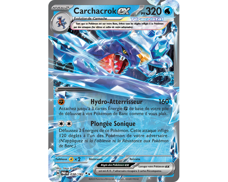 Carchacrok-Ex Pv 320 038/182 - Carte Double Rare - Écarlate et Violet Faille Paradoxe