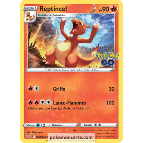 Reptincel Pv 90 - 009/078 - Carte Peu Commune - Épée et Bouclier - Pokémon GO