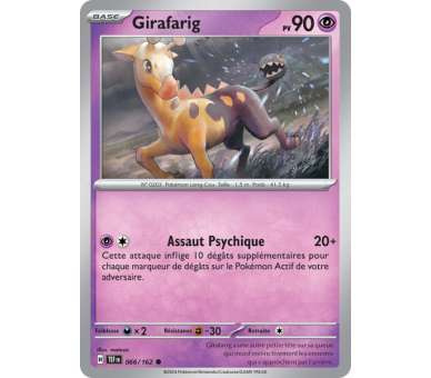 Girafarig Pv 90 066/162 - Carte Commune Reverse - Écarlate et Violet Forces Temporelles