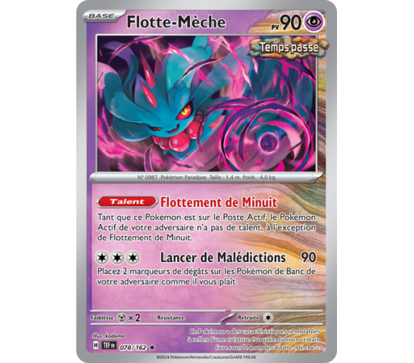 Flotte-Mèche Pv 90 078/162 - Carte Rare Reverse - Écarlate et Violet Forces Temporelles