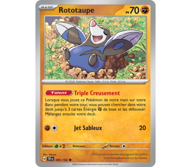 Rototaupe Pv 70 085/162 - Carte Commune Reverse - Écarlate et Violet Forces Temporelles