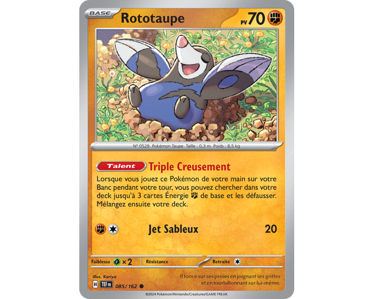 Rototaupe Pv 70 085/162 - Carte Commune Reverse - Écarlate et Violet Forces Temporelles