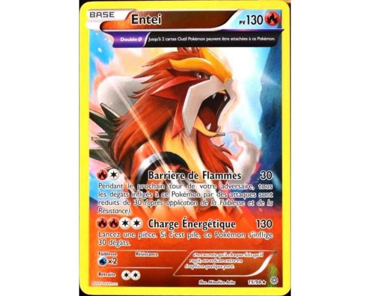 Carte Pokémon reverse rare Entei pv 130 - 15/98