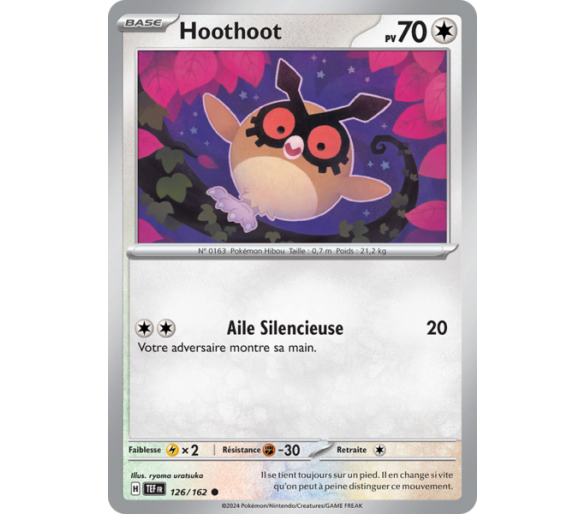 Hoothoot Pv 70 126/162 - Carte Commune Reverse - Écarlate et Violet Forces Temporelles