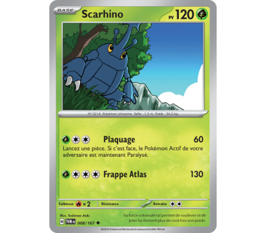 Scarhino Pv 120 008/167- Carte Peu Commune Reverse - Écarlate et Violet Mascarade Crépusculaire