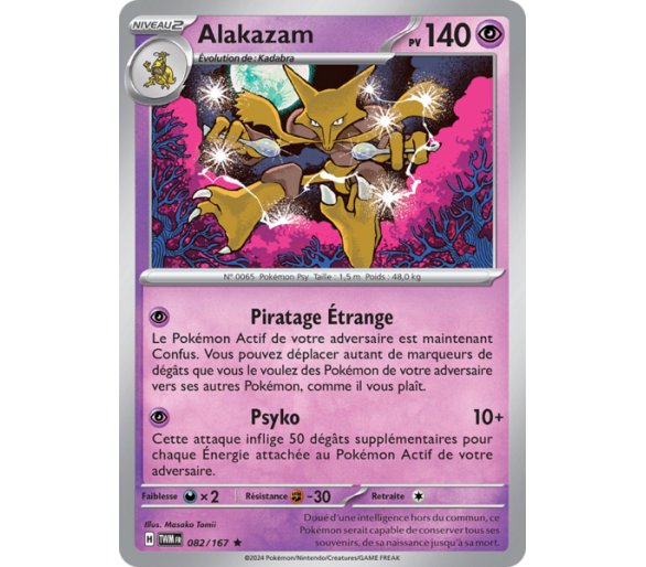 Alakazam Pv 140 082/167- Carte Rare Holographique - Écarlate et Violet Mascarade Crépusculaire