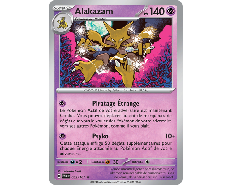 Alakazam Pv 140 082/167- Carte Rare Holographique - Écarlate et Violet Mascarade Crépusculaire