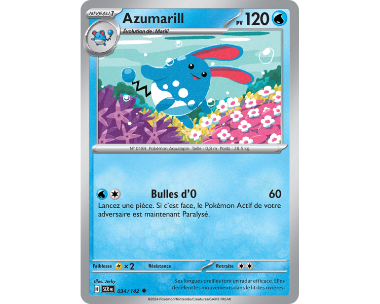 Azumarill Pv 120 034/142- Carte Peu Commune Reverse - Écarlate et Violet Couronne Stellaire