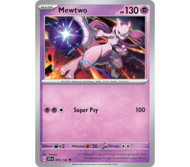 Mewtwo Pv 130 059/142- Carte Peu Commune Reverse - Écarlate et Violet Couronne Stellaire