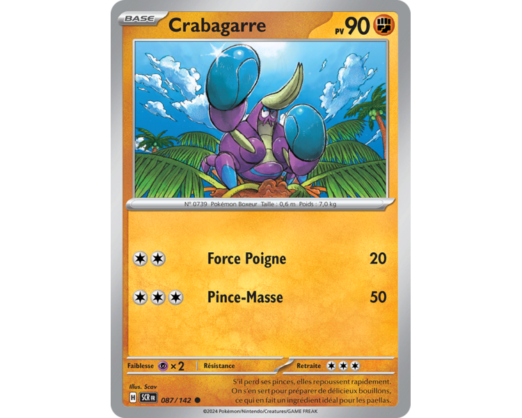 Crabagarre Pv 90 087/142 - Carte Commune Reverse - Écarlate et Violet Couronne Stellaire