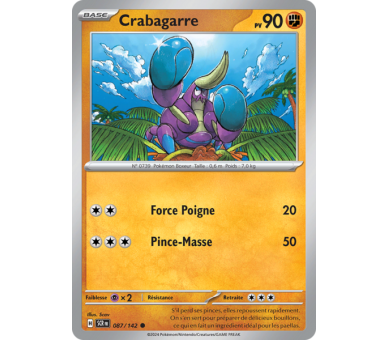 Crabagarre Pv 90 087/142 - Carte Commune Reverse - Écarlate et Violet Couronne Stellaire