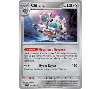 Cliticlic Pv 140 101/142 - Carte Rare Holographique - Écarlate et Violet Couronne Stellaire