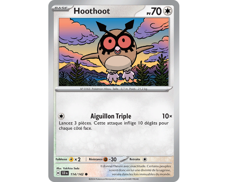 Hoothoot Pv 70 114/142 - Carte Commune Reverse - Écarlate et Violet Couronne Stellaire