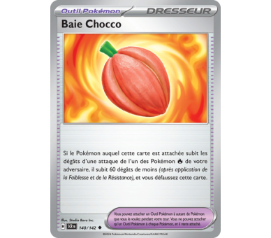 Outil Pokémon Baie Chocco 140/142 - Carte Peu Commune Reverse - Écarlate et Violet Couronne Stellaire