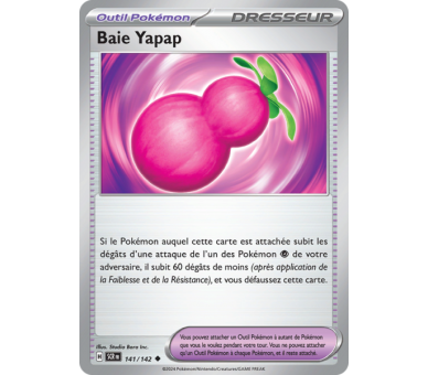 Outil Pokémon Baie Yapap 141/142 - Carte Peu Commune Reverse - Écarlate et Violet Couronne Stellaire