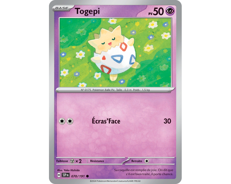 Togepi Pv 50 070/191 - Carte Commune - Écarlate et Violet Étincelles Déferlantes Togepi Pv 50 070/191 - Carte Commune - Écarlate et Violet Étincelles Déferlantes