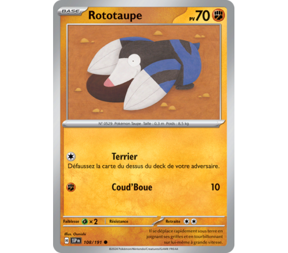Rototaupe Pv 70 108/191 - Carte Commune Reverse - Écarlate et Violet Étincelles Déferlantes