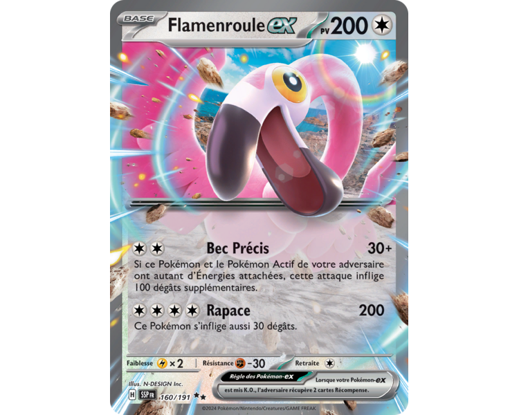 Flamenroule-ex Pv 200 160/191 - Carte Double Rare - Écarlate et Violet Étincelles Déferlantes Flamenroule-ex Pv 200 160/191 - Carte Double Rare - Écarlate et Violet Étincelles Déferlantes