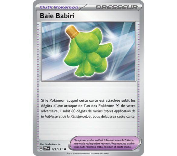 Outil Pokémon Baie Babiri 163/191 - Carte Peu Commune - Écarlate et Violet Étincelles Déferlantes