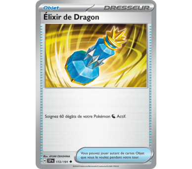 Objet Pokémon Élixir de Dragon 172/191 - Carte Peu Commune Reverse - Écarlate et Violet Étincelles Déferlantes