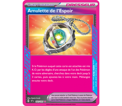 Outil Pokémon Amulette de l'Espoir 162/191 - Carte High-Tech Rare - Écarlate et Violet Étincelles Déferlantes