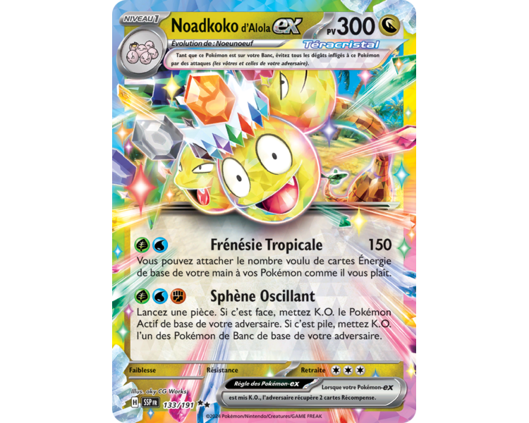 Noadkoko d'Alola-ex Pv 300 133/191 - Carte Double Rare - Écarlate et Violet Étincelles Déferlantes