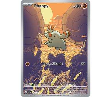 Phanpy Pv 80 205/191 - Carte Illustration Rare Secrète - Écarlate et Violet Étincelles Déferlantes