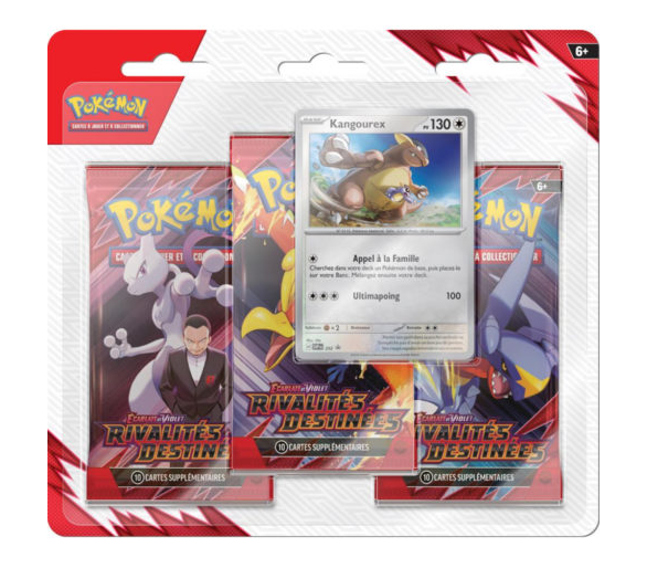 Blister Tripack Pokémon – EV10 Écarlate & Violet : Rivalités Destinées – Kangourex Promo