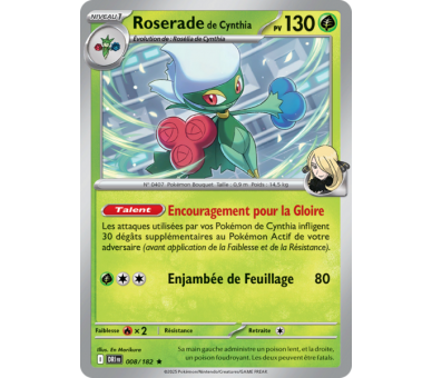 Roserade de Cynthia Pv 130 8/182 – Carte Rare Holographique – Écarlate et Violet Rivalités Destinées