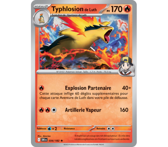 Typhlosion de Luth Pv 170 34/182 – Carte Rare Holographique – Écarlate et Violet Rivalités Destinées