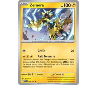 Zeraora Pv 100 78/182 - Carte Rare Holographique - Écarlate et Violet Rivalités Destinées