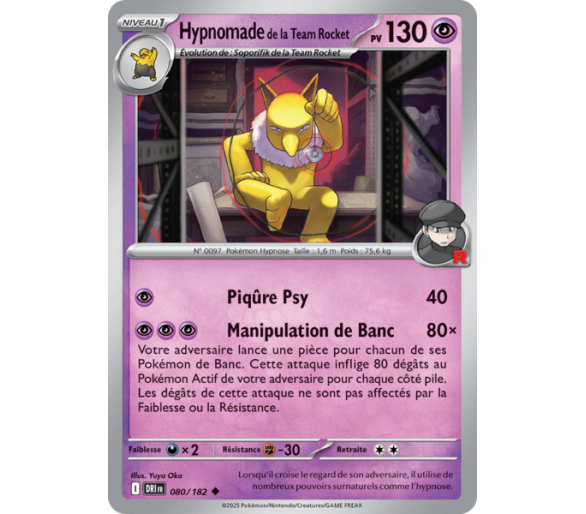Hypnomade de la Team Rocket Pv 130 80/182 - Carte Peu Commune Reverse - Écarlate et Violet Rivalités Destinées