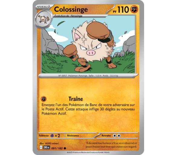 Colossinge Pv 110 91/182 – Carte Commune Reverse – Écarlate et Violet Rivalités Destinées