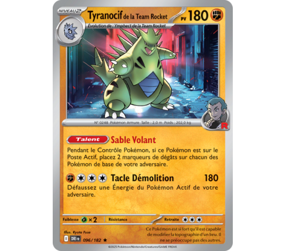 Tyranocif de la Team Rocket Pv 180 96/182 - Carte Rare Holographique - Écarlate et Violet Rivalités Destinées