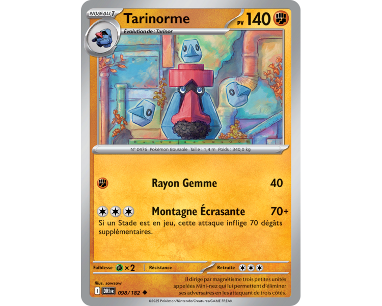 Tarinorme Pv 140 98/182 - Carte Peu Commune - Écarlate et Violet Rivalités Destinées Tarinorme Pv 140 98/182 - Carte Peu Commune - Écarlate et Violet Rivalités Destinées