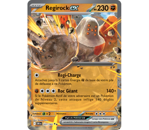 Regirock-ex Pv 230 101/182 – Carte Pokémon‑ex Double Rare – Écarlate et Violet Rivalités Destinées