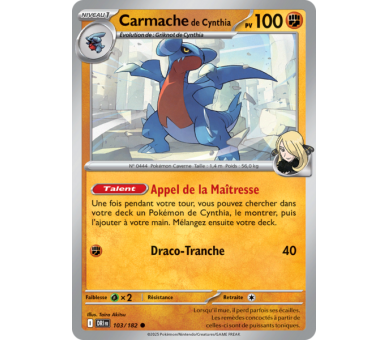 Carmache de Cynthia Pv 100 103/182 – Carte Commune – Écarlate et Violet Rivalités Destinées