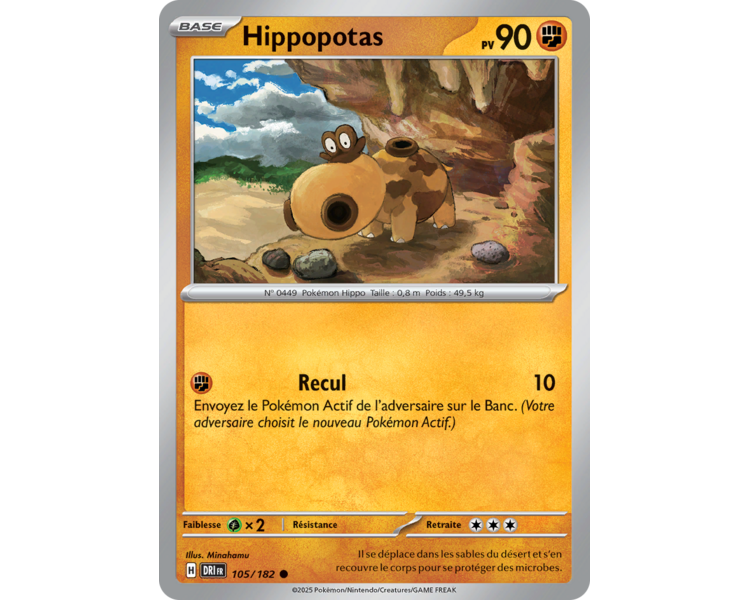 Hippopotas Pv 90 105/182 – Carte Commune – Écarlate et Violet Rivalités Destinées Hippopotas Pv 90 105/182 – Carte Commune – Écarlate et Violet Rivalités Destinées