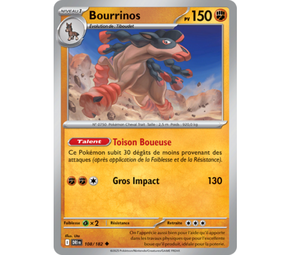Bourrinos Pv 150 108/182 – Carte Commune – Écarlate et Violet Rivalités Destinées