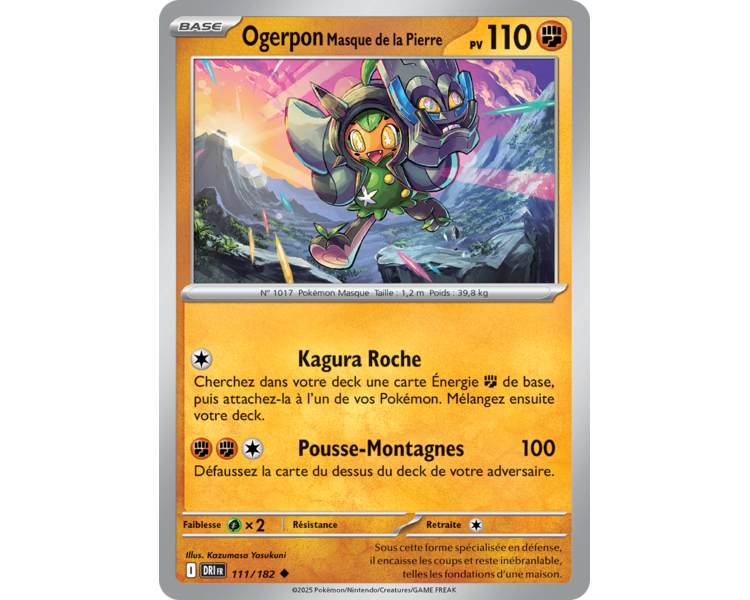 Ogerpon Masque de la Pierre Pv 110 111/182 - Carte Peu Commune - Écarlate et Violet Rivalités Destinées Ogerpon Masque de la Pierre Pv 110 111/182 - Carte Peu Commune - Écarlate et Violet Rivalités Destinées