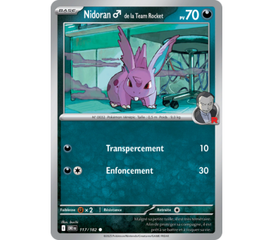 Nidoran♂ de la Team Rocket Pv 70 117/182 – Carte Commune Reverse – Écarlate et Violet Rivalités Destinées