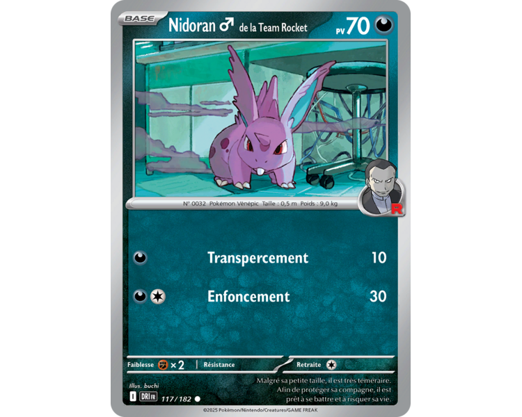 Nidoran♂ de la Team Rocket Pv 70 117/182 – Carte Commune Reverse – Écarlate et Violet Rivalités Destinées Nidoran♂ de la Team Rocket Pv 70 117/182 – Carte Commune Reverse – Écarlate et Violet Rivalités Destinées