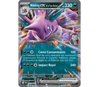 Nidoking-ex de la Team Rocket Pv 330 119/182 – Carte Pokémon‑ex Double Rare – Écarlate et Violet Rivalités Destinées